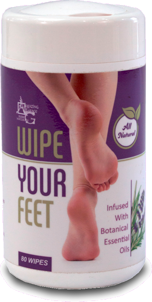 Wipe Your Feet Pleasant smelling wipes are infused with mint and citrus botanical essential oils