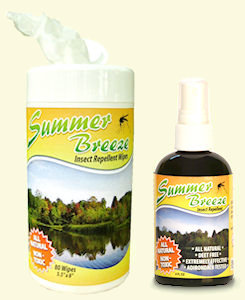 COMBO PACK - One Canister Summer Breeze Wipes with One 4 oz. Bottle of Summer Breeze Spray